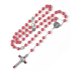 Catholic rosary beads in a gift box, Red