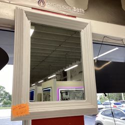 34” x 42” White Frame Mirror Solid Wood Classic Edge Molding Ready For Pick Up Today 