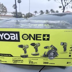 Ryobi ONE+ 18V Cordless 4-Tool Combo Kit with 1.5 Ah Battery, 4.0 Ah Battery, and Charger