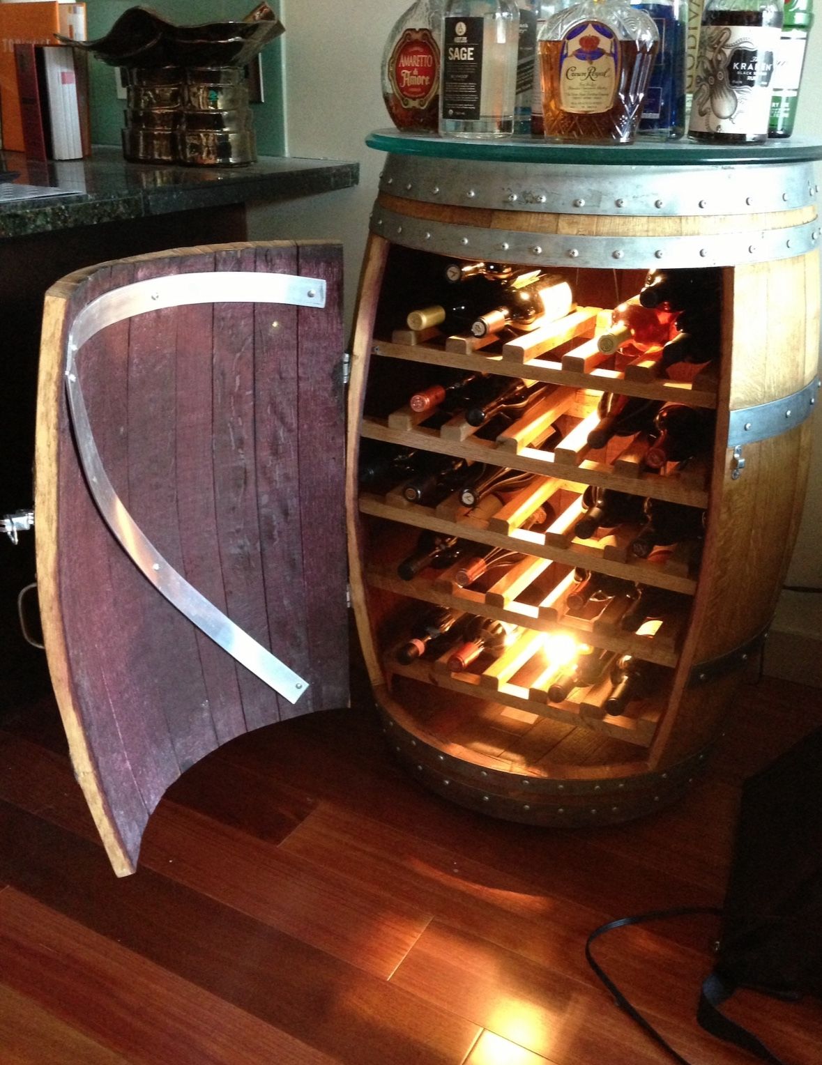🍷 Stunning Custom Wine Barrel Bar Cabinet - Statement Piece!
