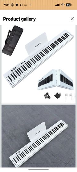 YUEQIN 88 Key Foldable Electronic Piano,Semi-Weighted Keys Piano,digital piano,Portable Electric Piano, the strength touch key, support USB/MIDI,wirel
