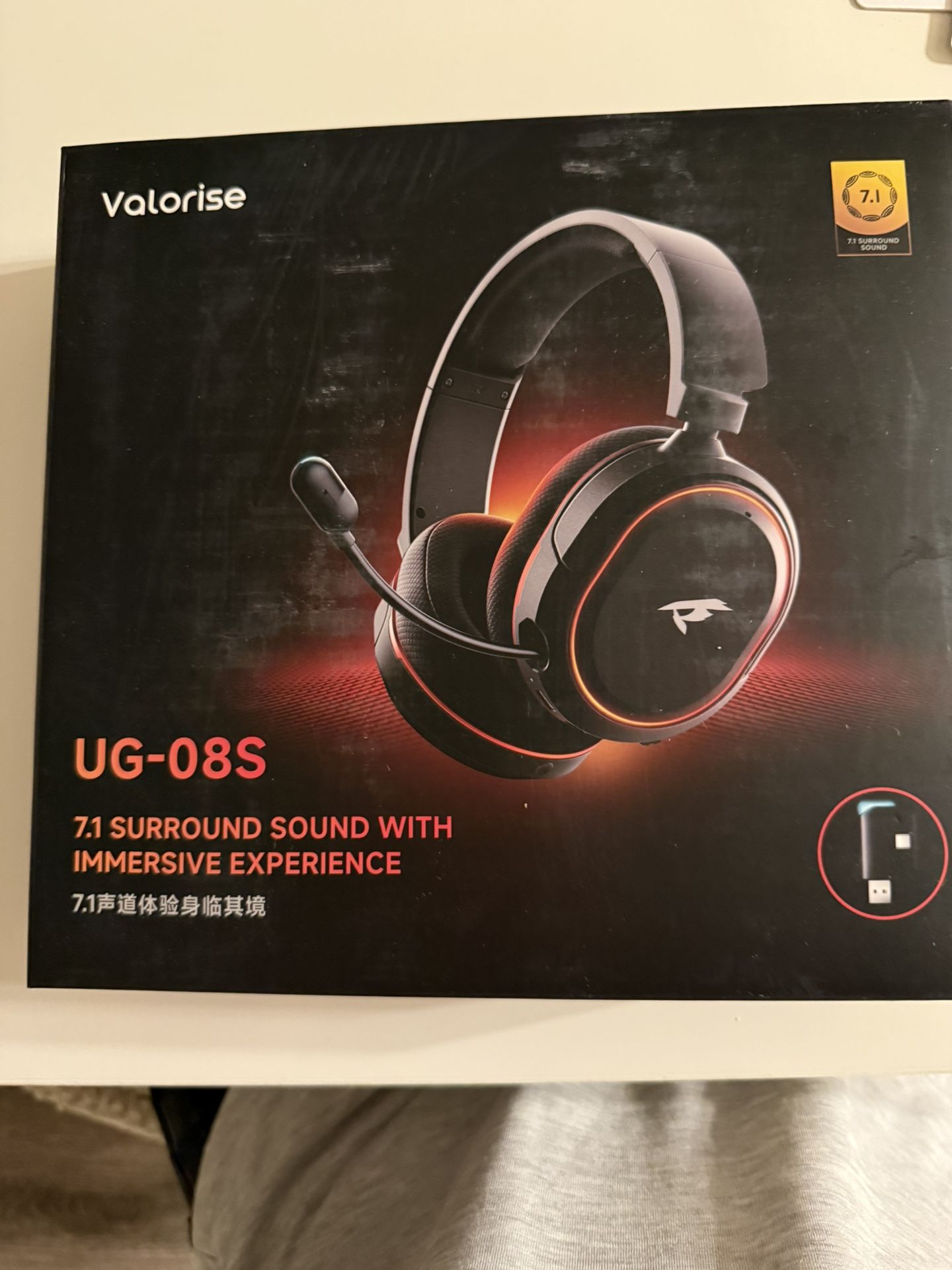 Wireless Gaming Headset, 7.1 Surround Sound, 2.4Ghz USB Gaming Headphones with Bluetooth 5.4, 100H Battery, ENC Noise Canceling Mic, 3.5mm Wired, RGB