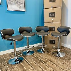 New 4 Gray Bar Stools 