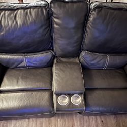 Dark Brown - Electric - Leather Sofa & Love Seat 