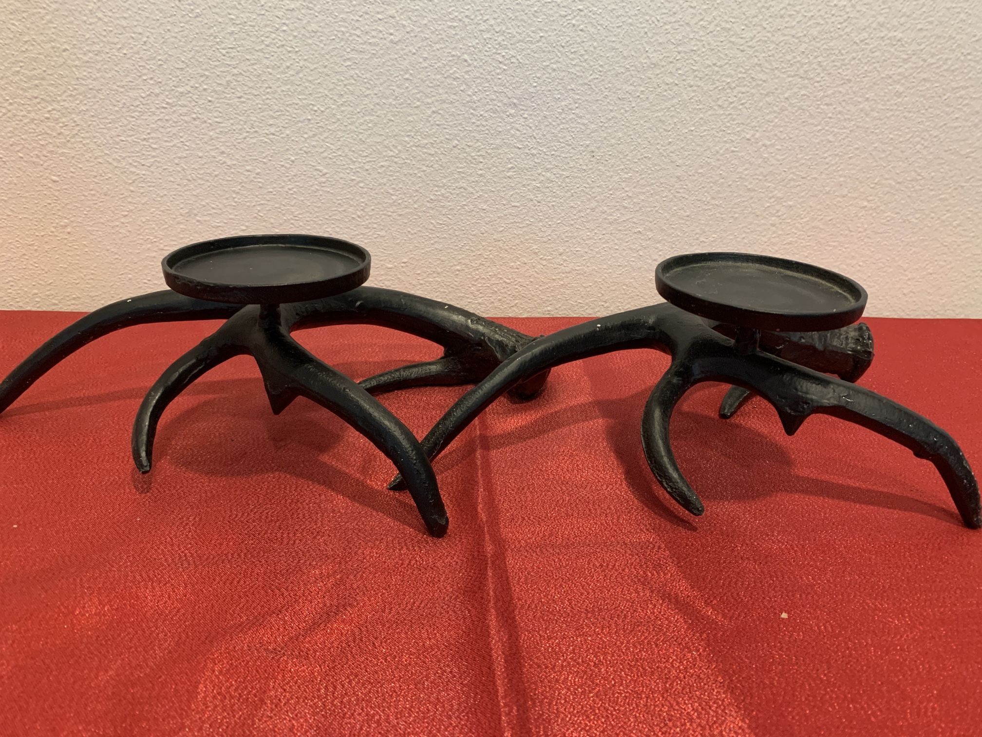 Black Reindeer Antler Themed Candle Holders - Home Decor - simi valley