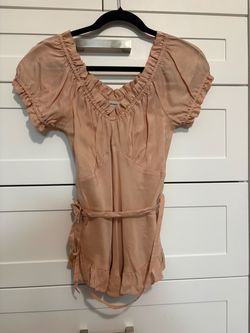 Zara Peach blouse , Ruffle-Trim Tie-Waist, size - M