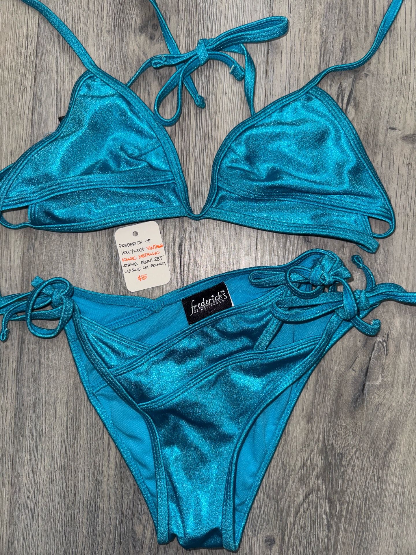 Frederick Of Hollywood VINTAGE ICONIC Metallic Unique Cut Premium String Bikini Sets