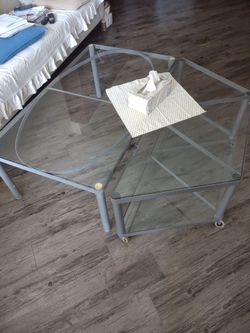 Two glass detachable tables