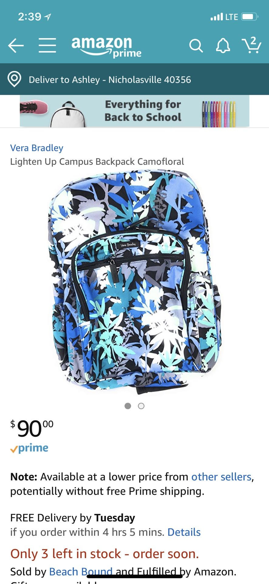 Vera Bradley Camofloral Backpack