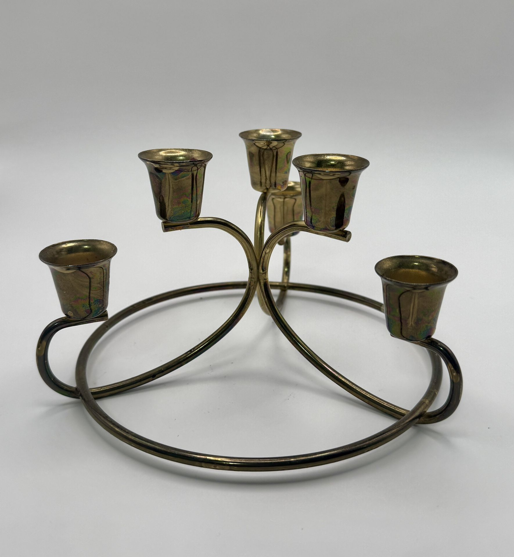 Vintage MCM Brass Tiered Candle Holder for 6 Candles - 7”