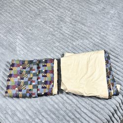 Lot of 2 Curtains 78” x 40” Home Made multiple mini fabrics (single piece)