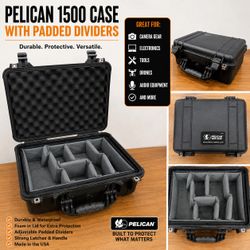 Pelican 1500 Case with Padded Dividers – Hard Protective Equipment / Camera Case