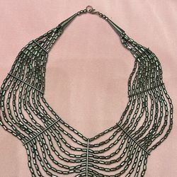 Silver Metal Alloy Blend Beaded Layered Necklace ,Silver Bead 