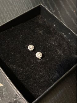 Lab Diamond White Gold Cluster Earrings Size: 6mm