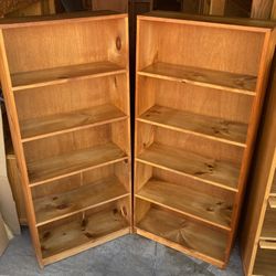Pair of Solid Knotty Pine Bookcases / Bookshelves / Storage Display Cases 