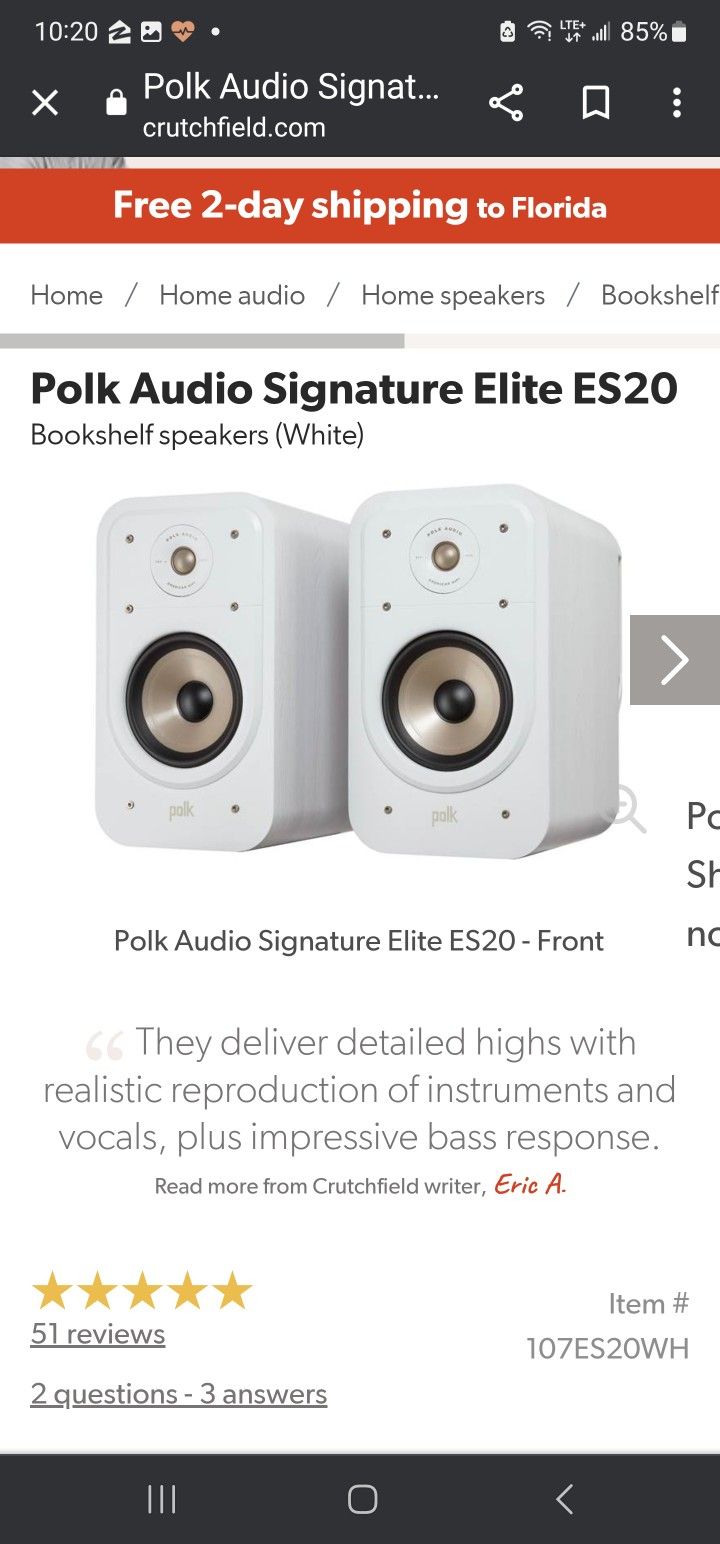 Polk ES20 Speakers