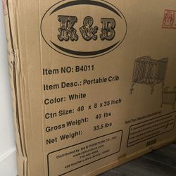 K&B Portable Crib - White 