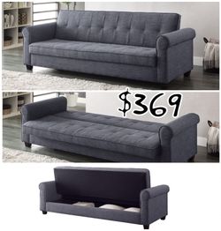 New dark blue-gray linen sofa sleeper