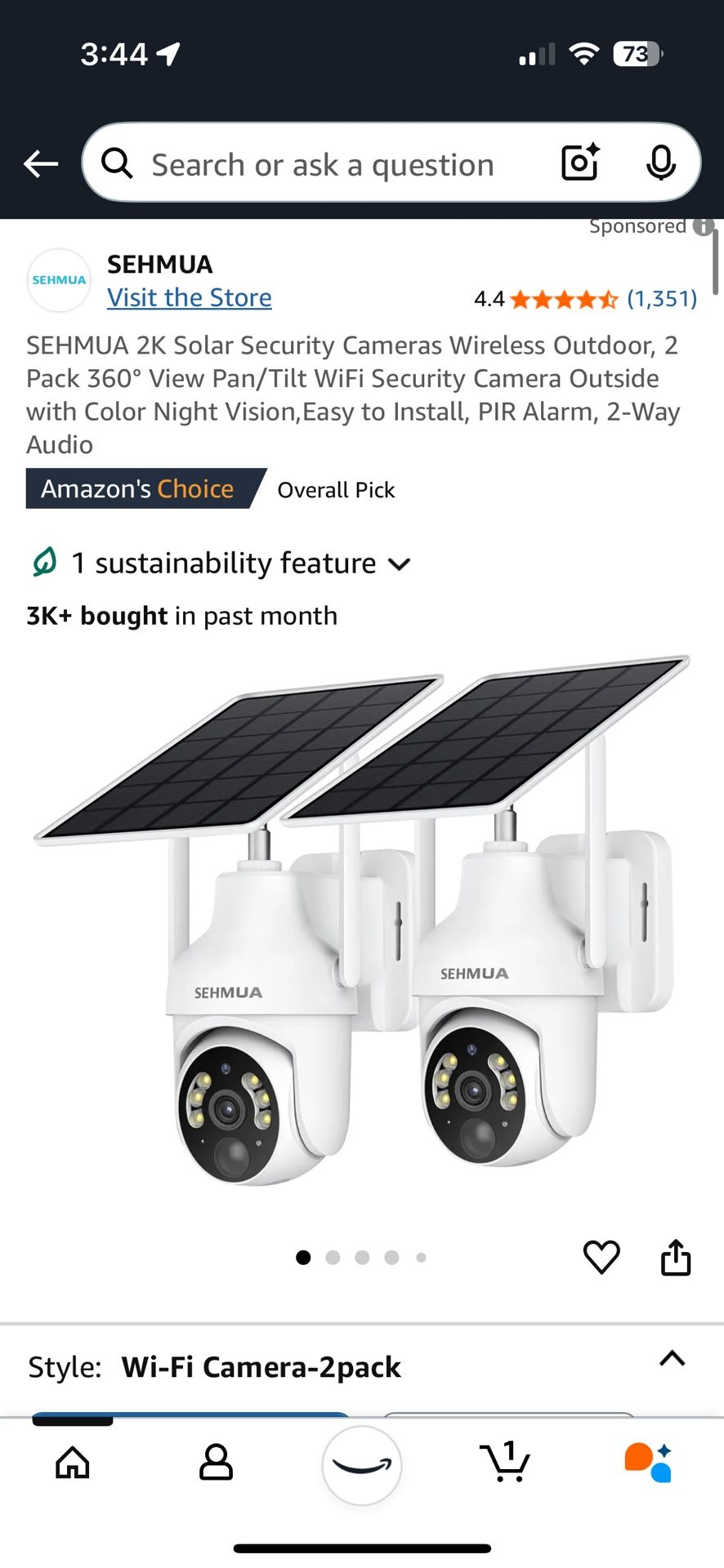 SEHMUA 2K Solar Security Cameras Wireless Outdoor, 2 Pack 360° View Pan/Tilt WiFi Security Camera Outside with Color Night Vision,Easy to Install, PIR