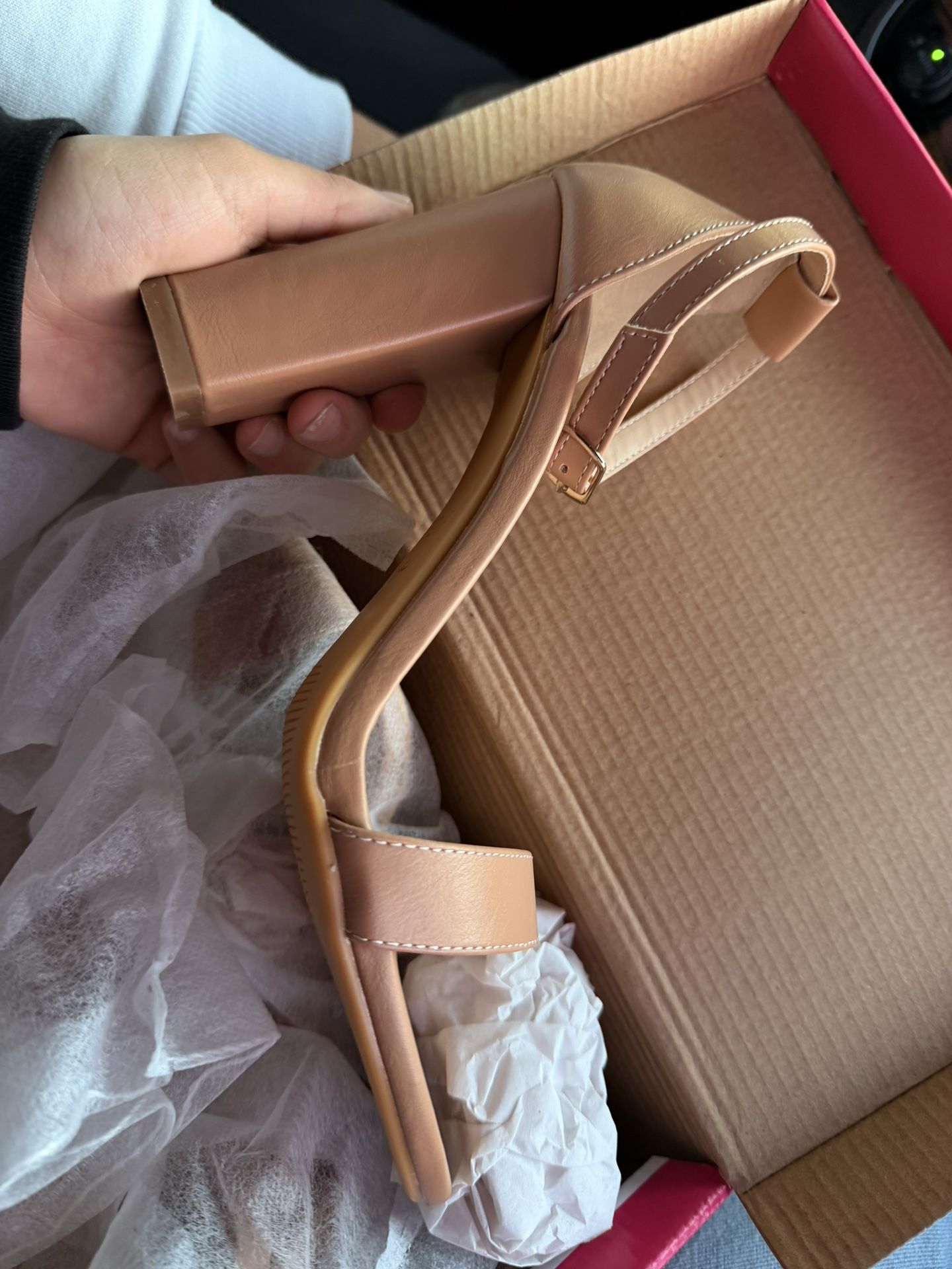 Nude Open toe ankle heels