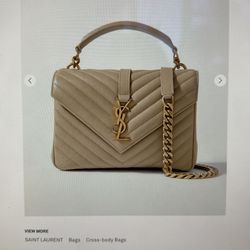 YSL Yves Saint Laurent College Medium Chain Quilted Leather Luxury Bag 