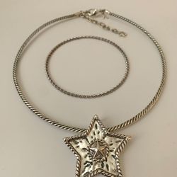 Vintage Montana Silversmiths Rope Twist Star Choker And Bangle