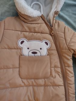 Baby Bear Brown Quilted Snow Suit Winter Onsie Padded Jacket  