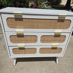  Painted Wood And Rattan Dresser Or Chest Modern Or Farmhouse Style