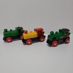 Vintage BRIO Lot-3 Wooden Railway #33222 #33225 #33595 Battery Powered Train EUC .
