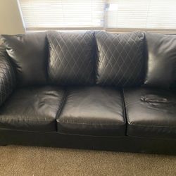 Black Quilted Leather Couch