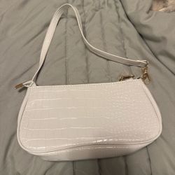 White Croc Embossed Mini Shoulder Bag