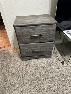Gray 2-Drawer Nightstand