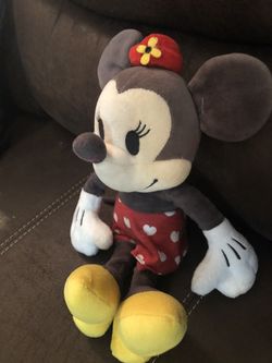 12” Disney Minnie Mouse Hallmark Exclusive Plush Toy Gray White Vintage Style