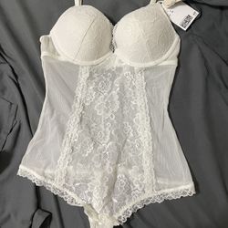 H&M White Lace Lingerie Bodysuit