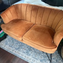 Little Orange Velvet Couch