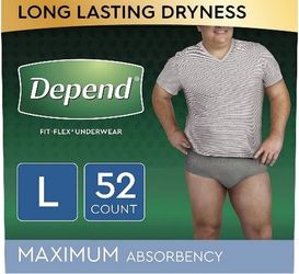 52 Count Depend Men’s Fit-Flex Incontinunce Underware-Large