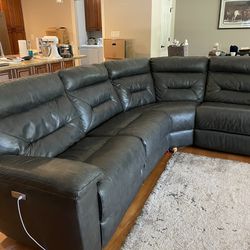 Brown Leather Sectional Couch 
