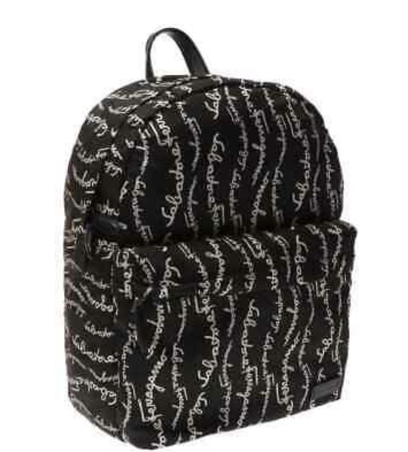 Salvatore Ferragamo Men's Nylon Backpack In Black/White