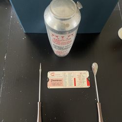 Vintage MCM Cocktail Shaker Complete With Bar Tools & Recipe Card