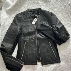 Leather Mixed Biker Jacket