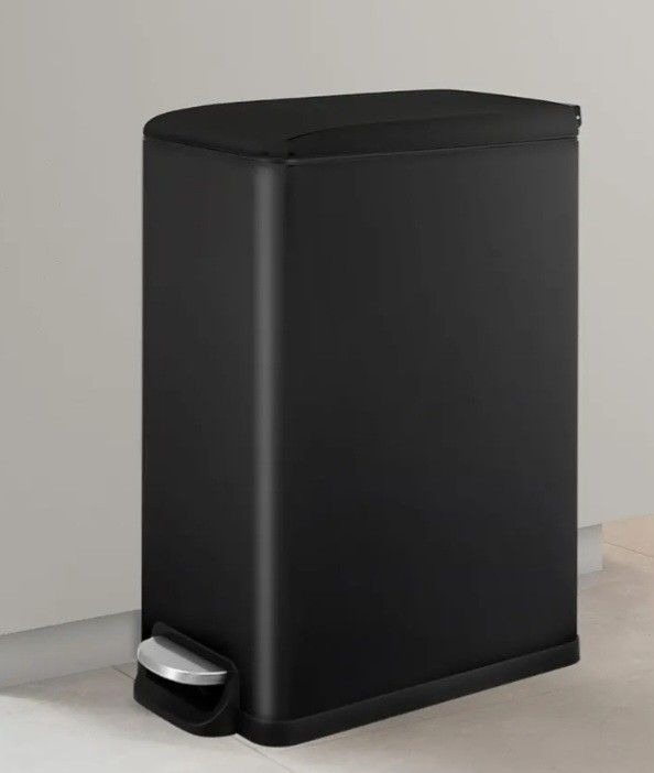 13.2 Gal Slim Kitchen Trash Can with Lid, 50L Stainless Steel Garbage Can, Large Kitchen Rubbish Can, Step Trash Bin w/Foot Pedal and Inner Bucket, Ba