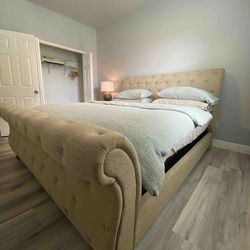 King bed frame, Mattress, And Foundation 