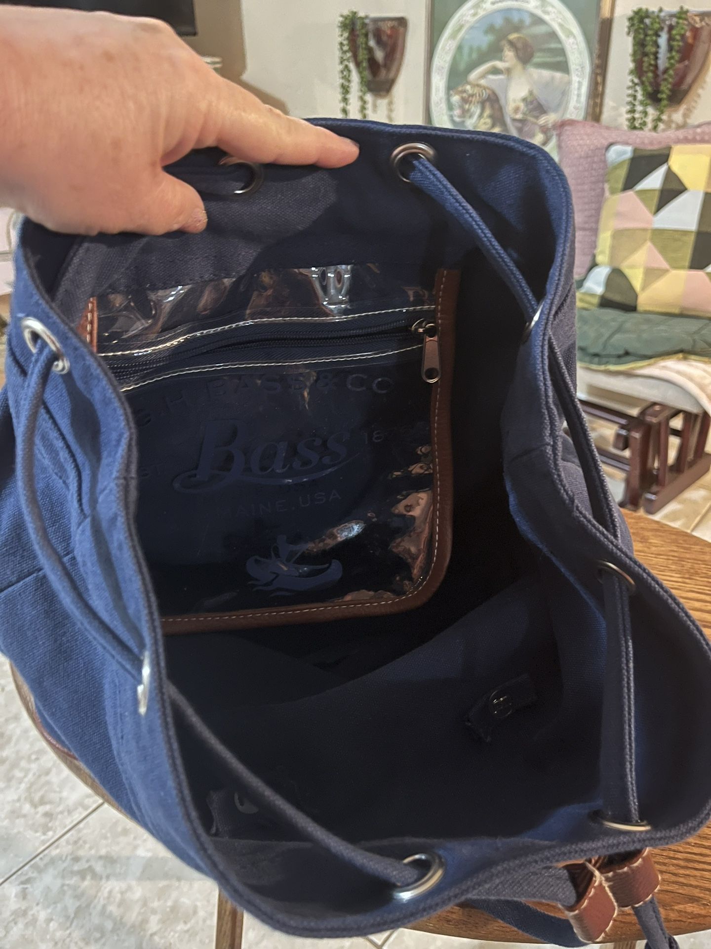 G.H. BASS & CO Backpack  - Navy Blue Canvas - Soft, Slouchy, Adjustable G.H. BASS & CO Backpack - Navy Blue Canvas - Soft, Slouchy  main image 4