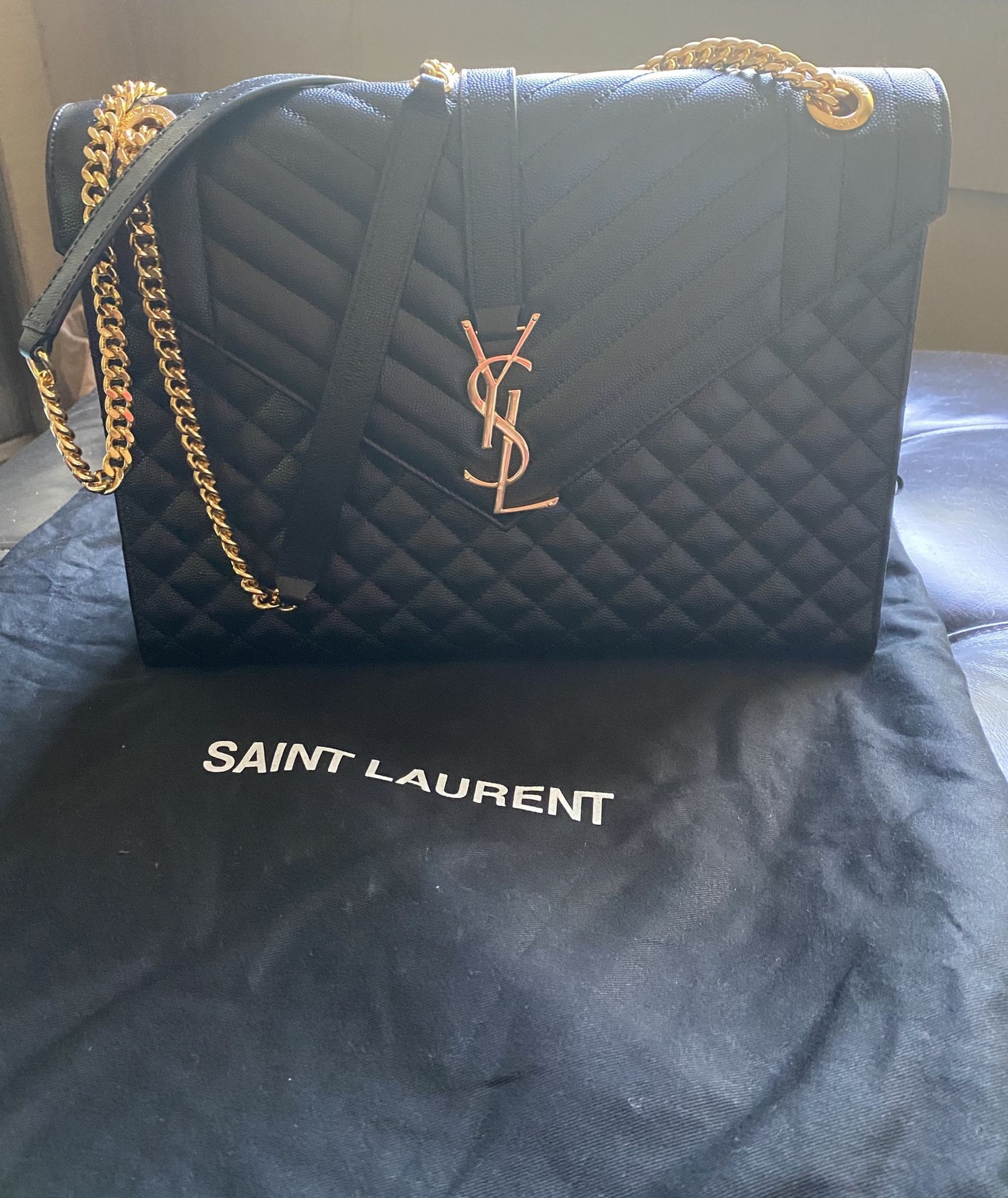 Black & Gold YSL ENVELOPE LARGE BAG