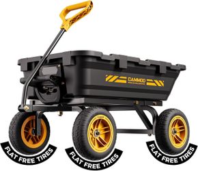 CAMMOO 10-in NO-Flat Tires 900lb Garden Dump Cart Wheelbarrow Garden Wagon | DIY Expandable Bed Holds over 4 Cu.Ft. Garden Cart with Quick-Release Dum
