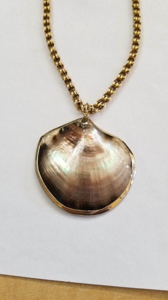 Gold Rimmed Shell On Gold Filled Chain
