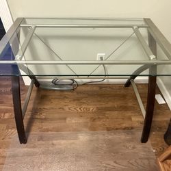 Modern Desk Glass Wood Metal