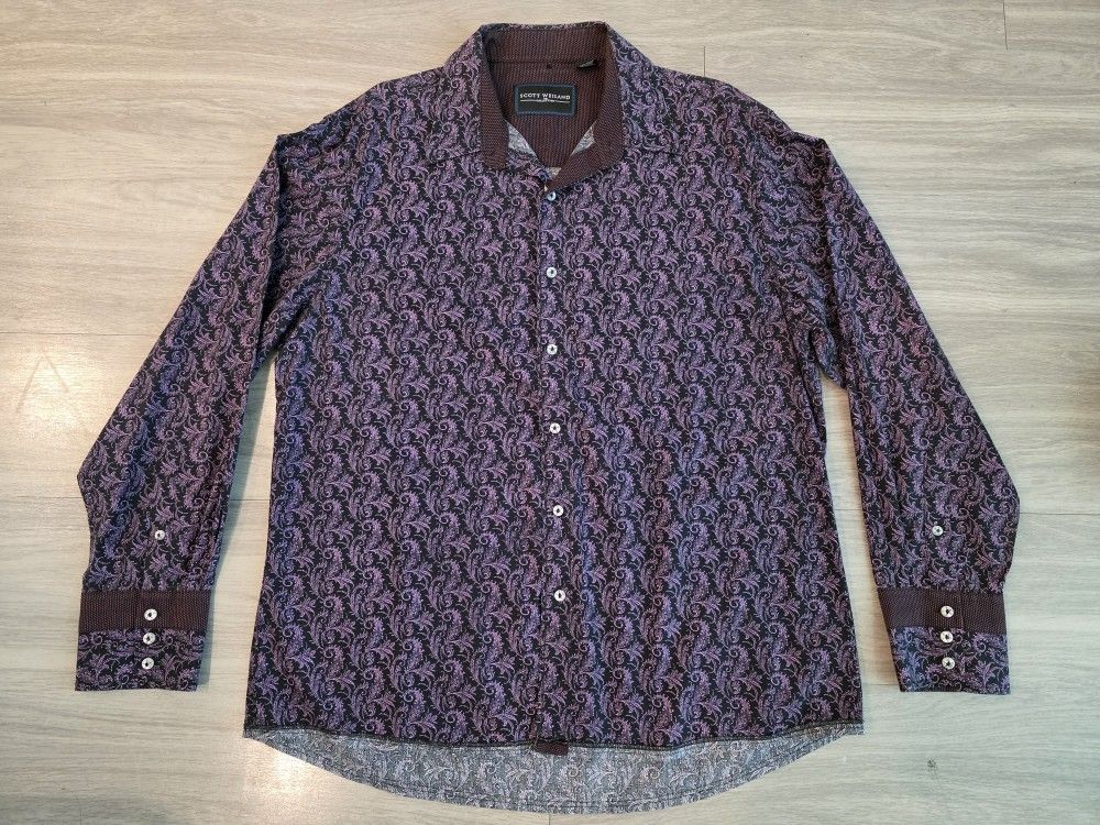 Scott Weiland the collection by English Laundry Extra Extra Large Black and Purple Shirt Long Sleeve Button Up STP Stone Temple Pilots