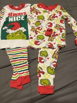 6.   2 Christmas Grinch Toddler Pajamas - Boy/Girl - Size 3T