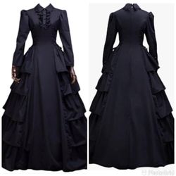 Black Gothic Victorian Dress Steampunk Medieval Renaissance Civil War Ball Gown